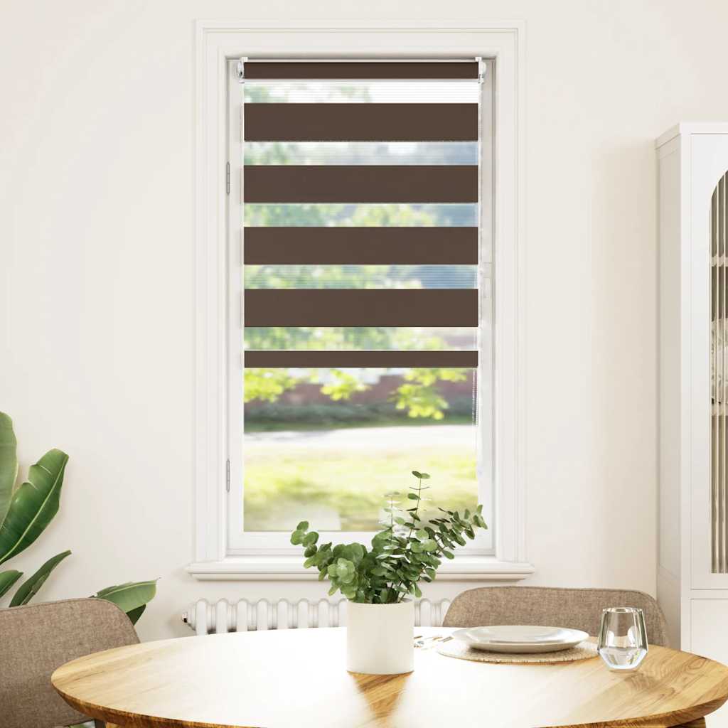 vidaXL Rullgardin randig brun 80 x 150 cm transparent